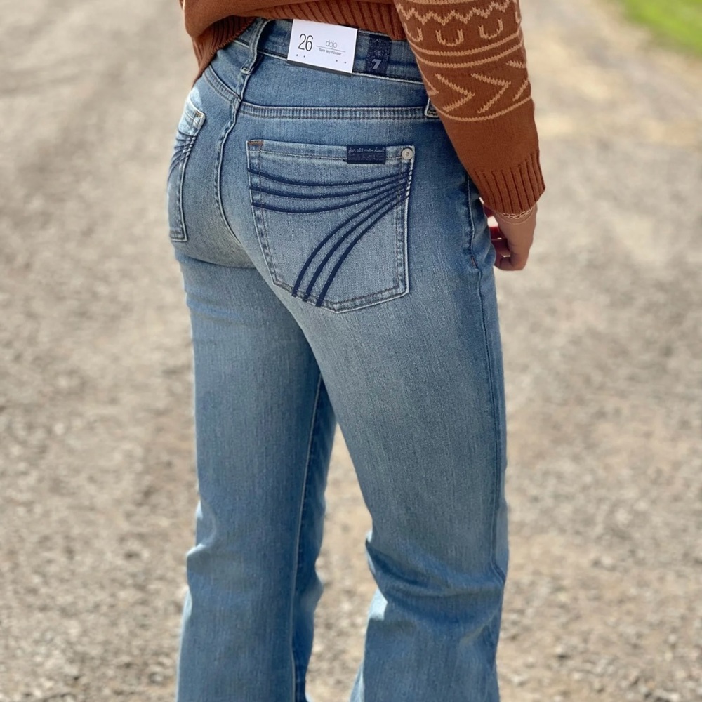 7 For All Mankind Blue Flare Wide Leg Jeans